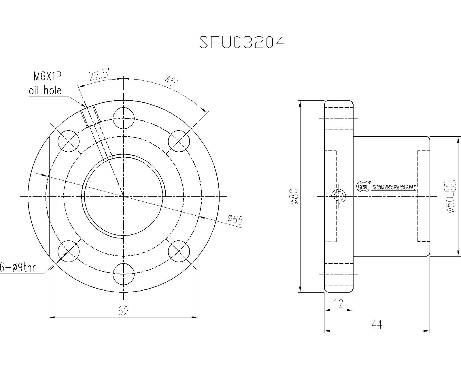 SFU3204-4滾珠絲桿螺母尺寸